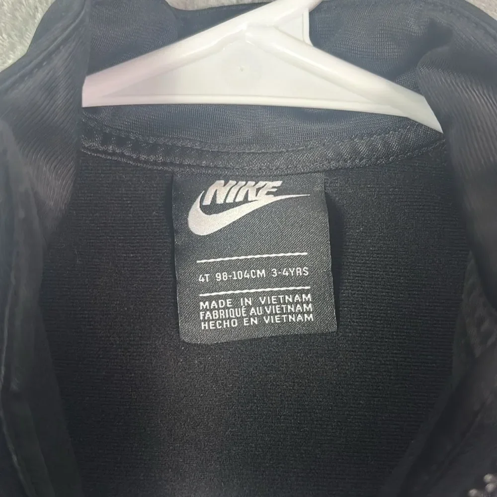 Nike Kids Black White Logo Athletic Track Full Zip Jacket Size 4T